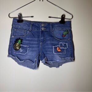 Vanilla Star Denim Shorts with Pineapple and Cactus Patches